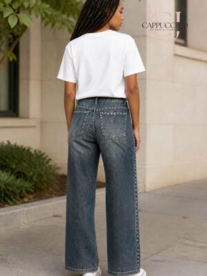 Jean wide leg clou